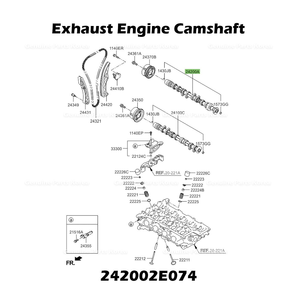 Genuine Exhaust Engine Camshaft 242002E074 for Hyundai Elantra Kia Seltos