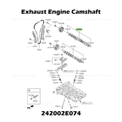 Genuine Exhaust Engine Camshaft 242002E074 for Hyundai Elantra Kia Seltos