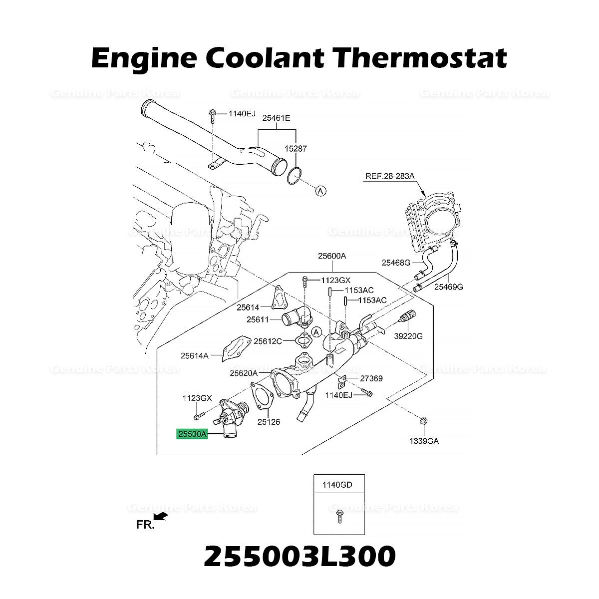 Genuine Engine Coolant Thermostat 255003L300 for Hyundai Palisade Kia Sorento
