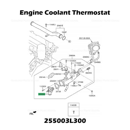 Genuine Engine Coolant Thermostat 255003L300 for Hyundai Palisade Kia Sorento