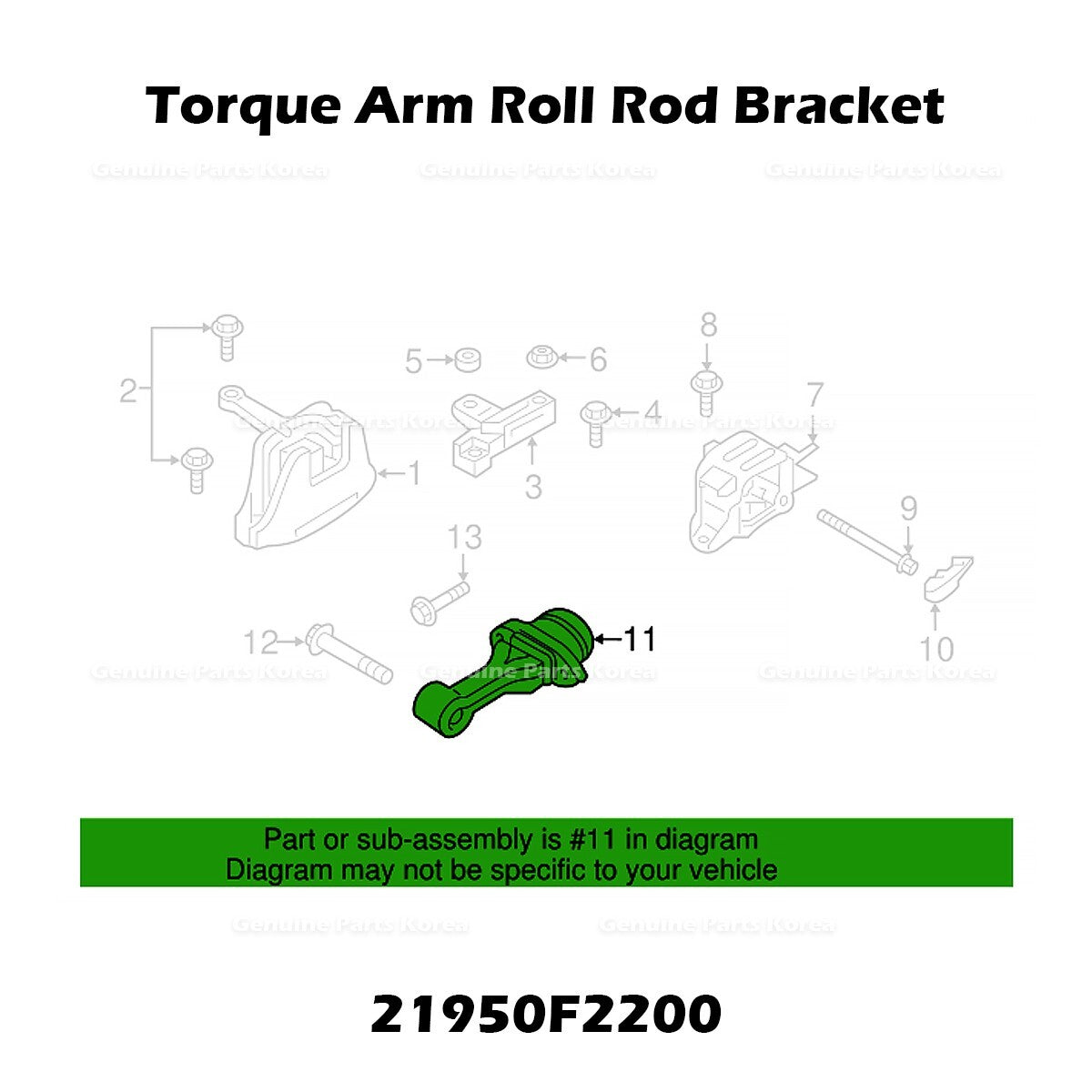 Genuine Torque Arm Roll Rod Bracket 21950F2200 for Hyundai Elantra