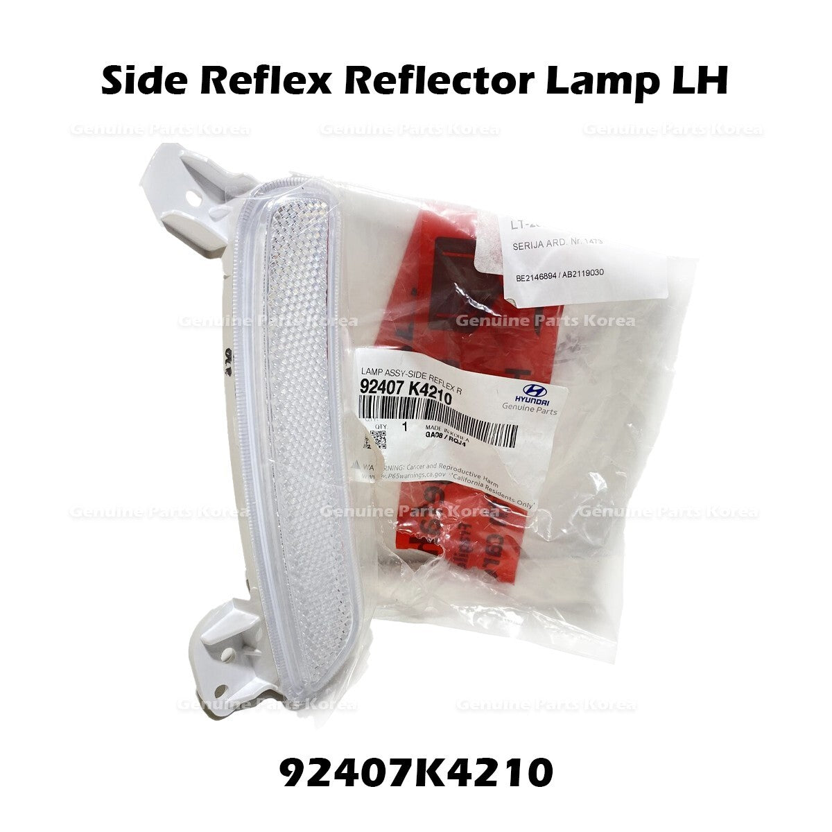 Genuine Side Reflex Reflector Lamp LH 92407K4210 for Hyundai Kona