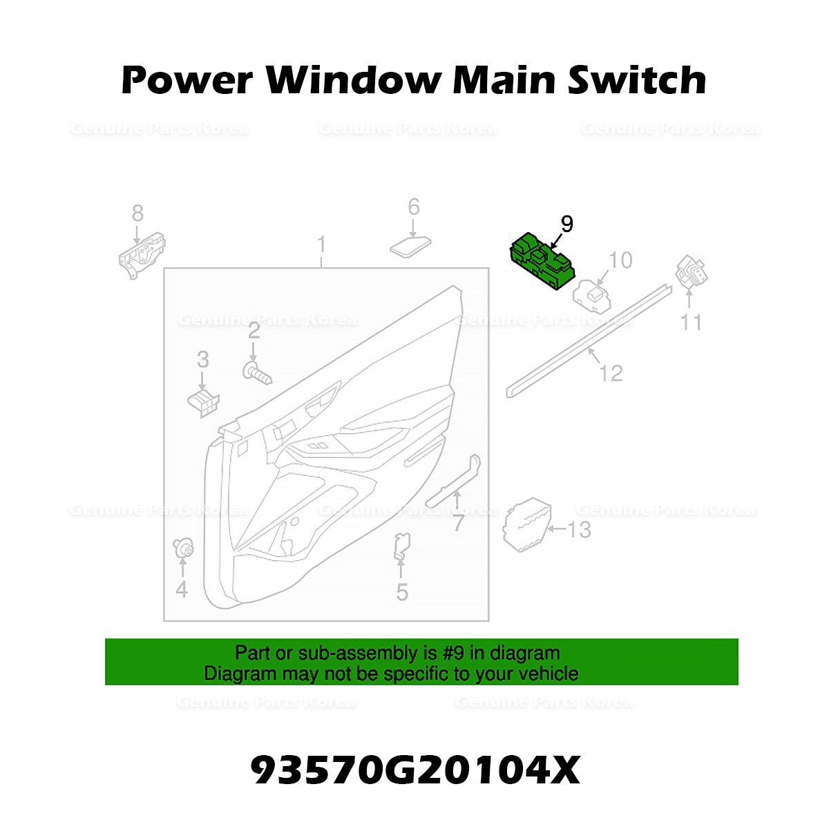 Genuine Power Window Main Switch 93570G20104X for Hyundai Ioniq