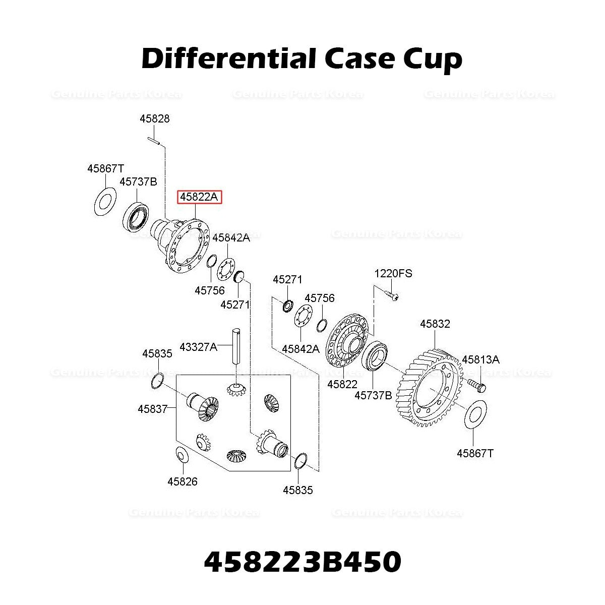 Genuine Differential Case Cup 458223B450 for Hyundai Santa Fe Kia Sorento