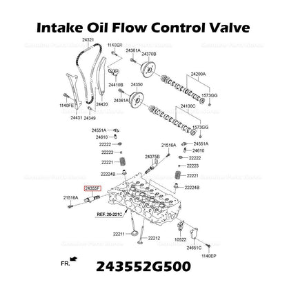 Genuine Intake Oil Flow Control Valve 243552G500 for Hyundai Kia