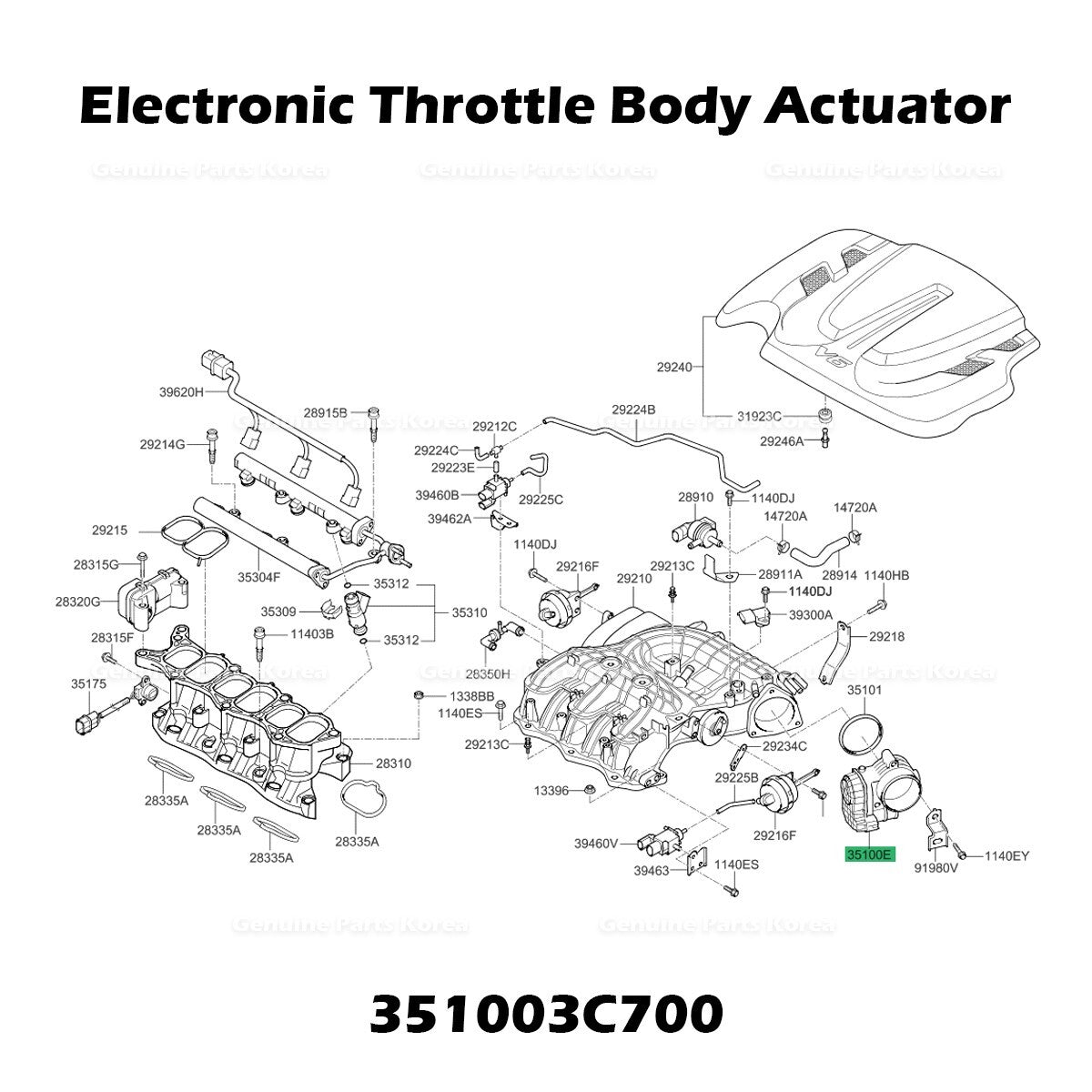 Genuine Electronic Throttle Body Actuator 351003C700 for Hyundai Kia