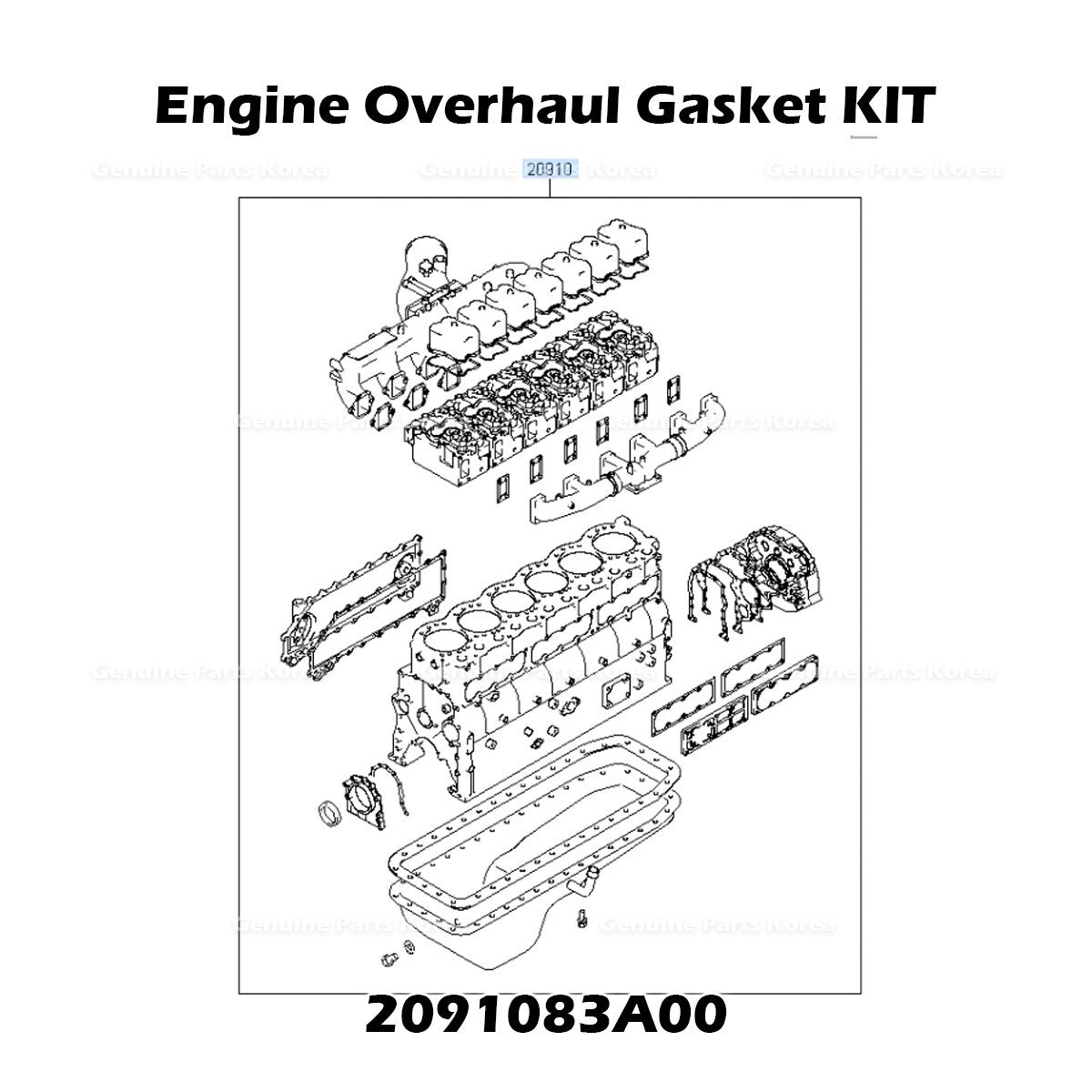 Genuine Engine Overhaul Gasket KIT 2091083A00 for Hyundai Aero