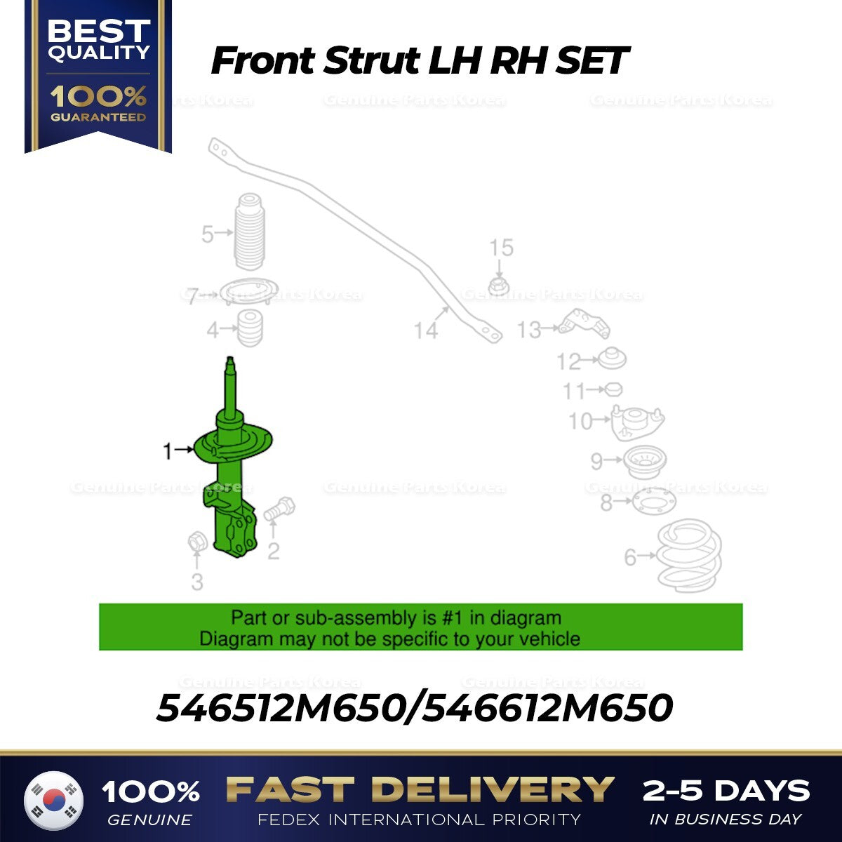 Genuine Front Strut LH RH SET 546512M650 546612M650 for Hyundai Genesis