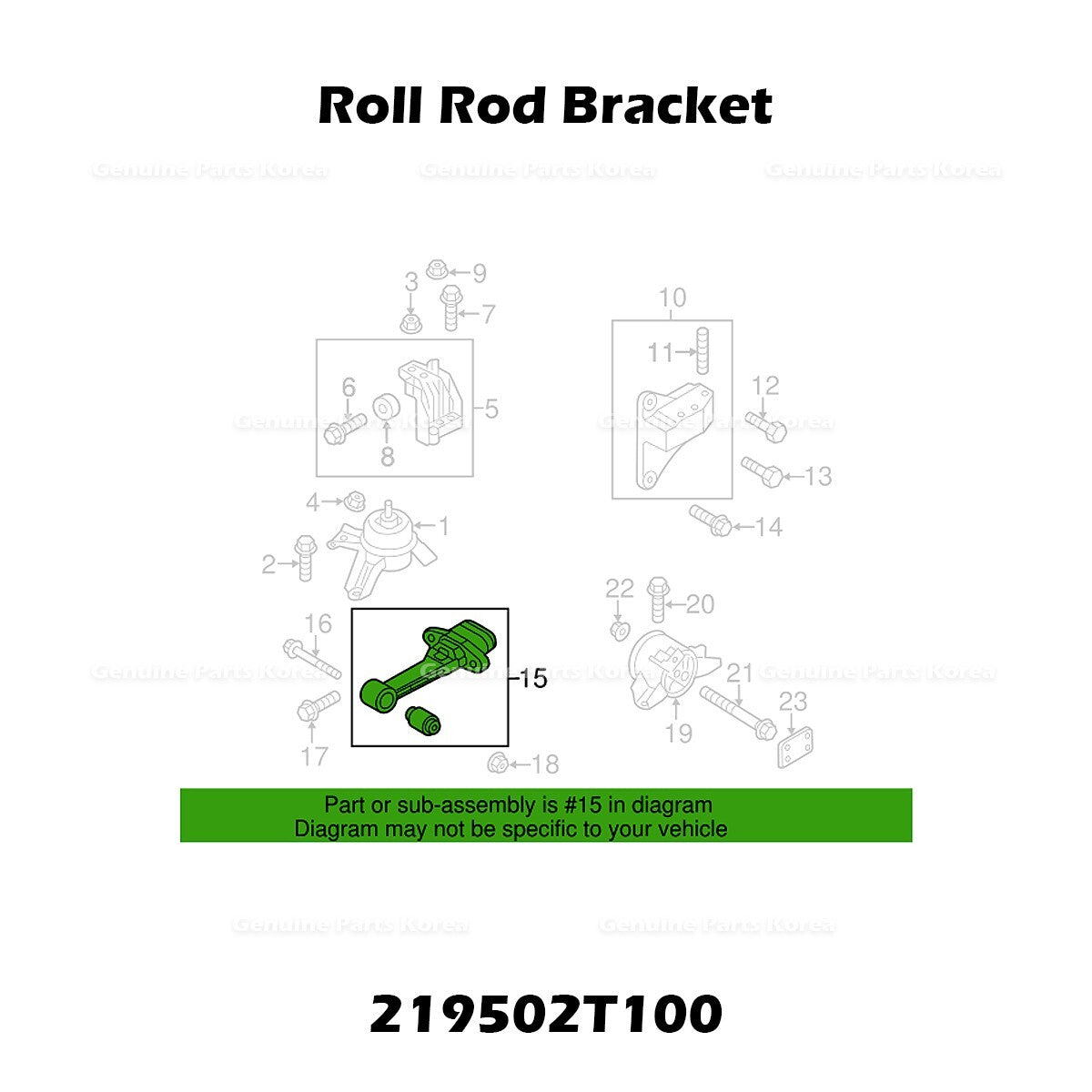 Genuine Roll Rod Bracket 219502T100 for Hyundai Sonata Kia Optima