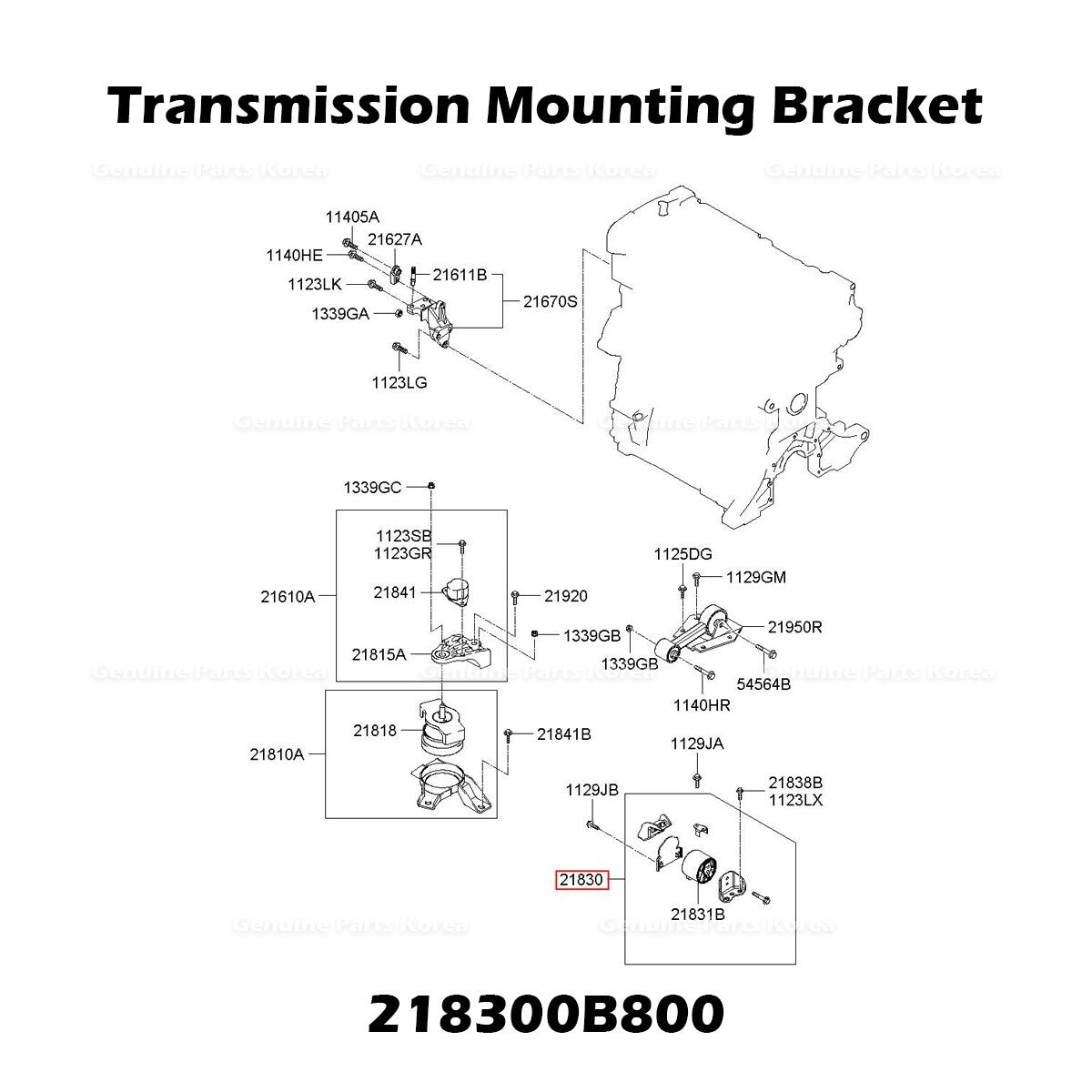 Genuine Transmission Mounting Bracket 218300B800 for Hyundai Getz