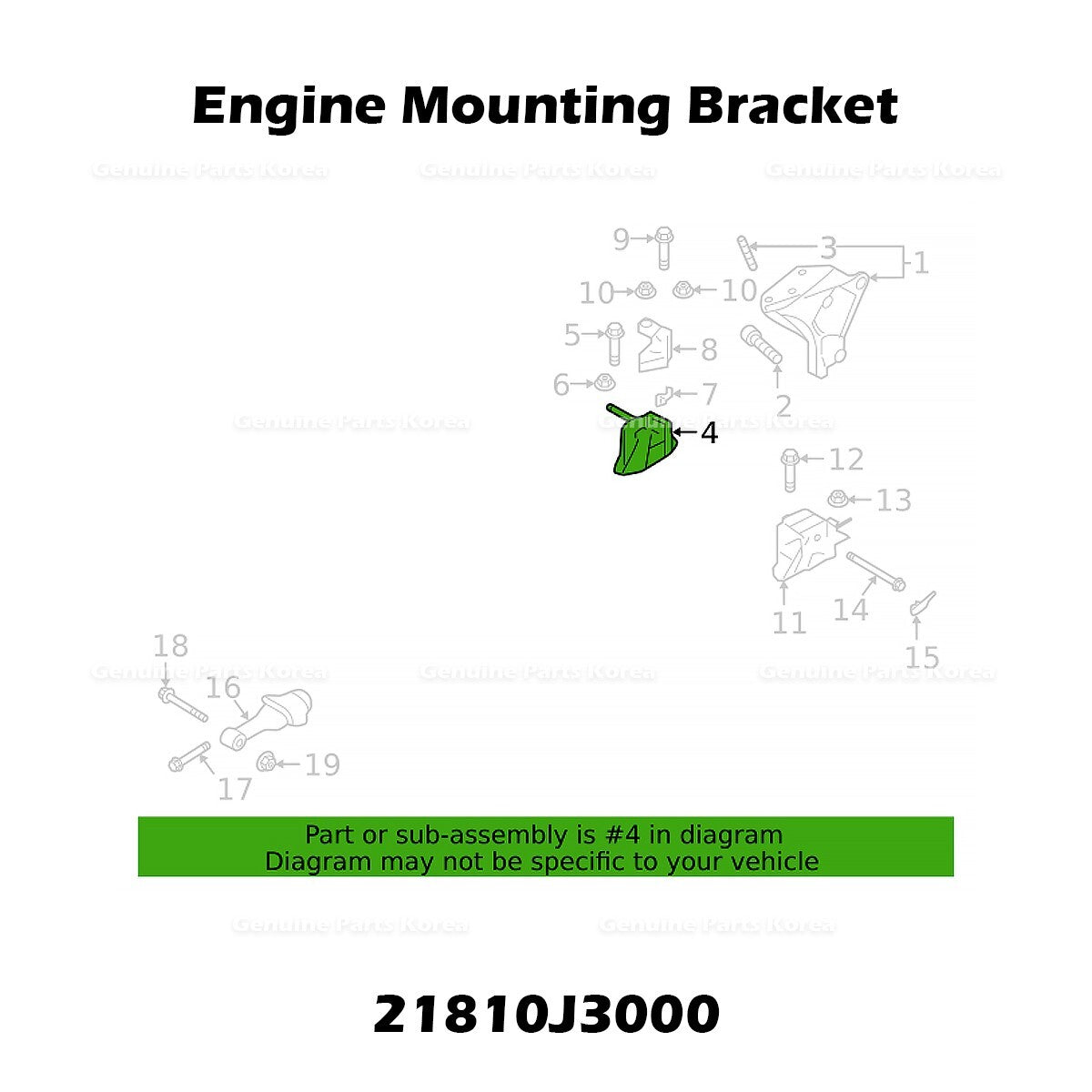 Genuine Engine Mounting Bracket 21810J3000 for Hyundai Elantra Veloster