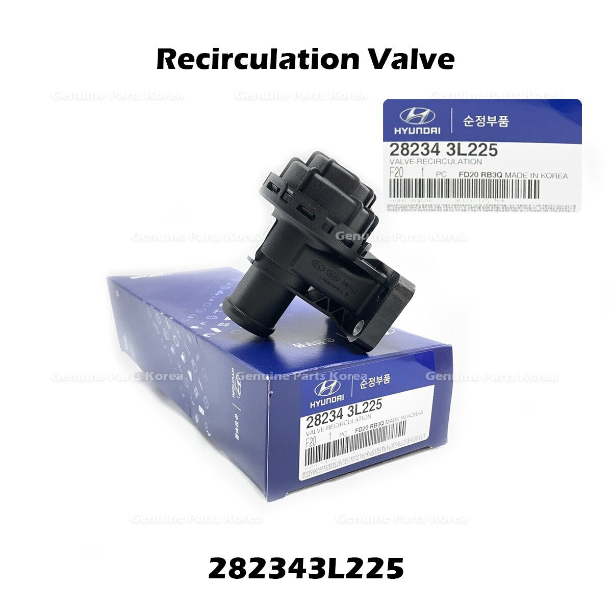 Genuine Recirculation Valve 282343L225 for Hyundai Elantra Kona Kia Forte Soul