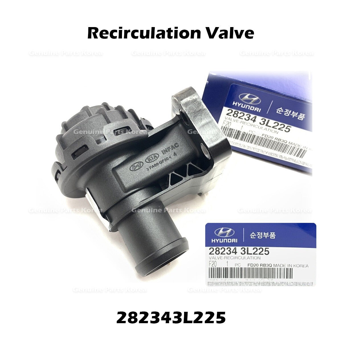 Genuine Recirculation Valve 282343L225 for Hyundai Elantra Kona Kia Forte Soul