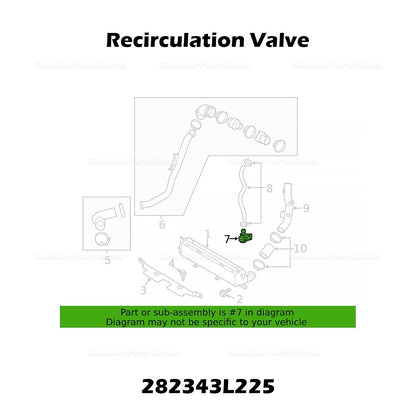 Genuine Recirculation Valve 282343L225 for Hyundai Elantra Kona Kia Forte Soul