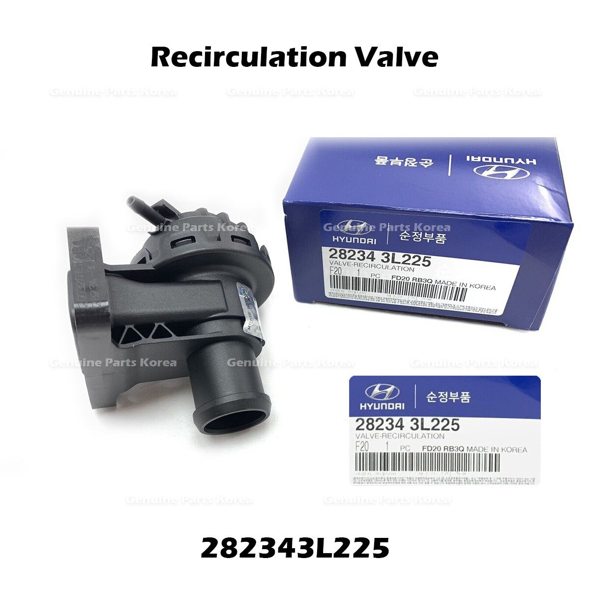 Genuine Recirculation Valve 282343L225 for Hyundai Elantra Kona Kia Forte Soul