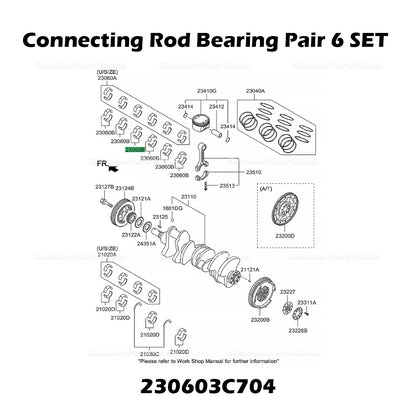 Genuine Connecting Rod Bearing Pair  6 SET  230603C704 for Hyundai Kia