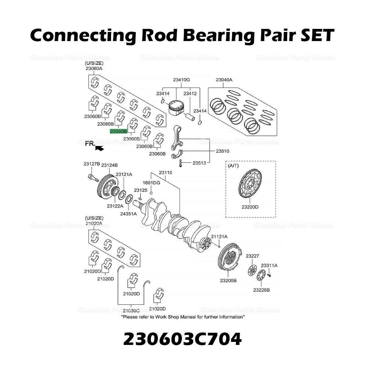 Genuine Connecting Rod Bearing Pair SET 230603C704 for Hyundai Kia