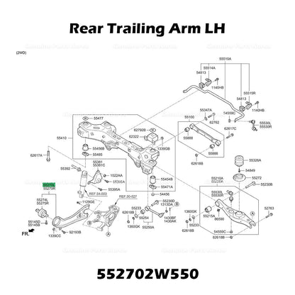 Genuine Rear Trailing Arm LH 552702W550 for Hyundai Santa Fe