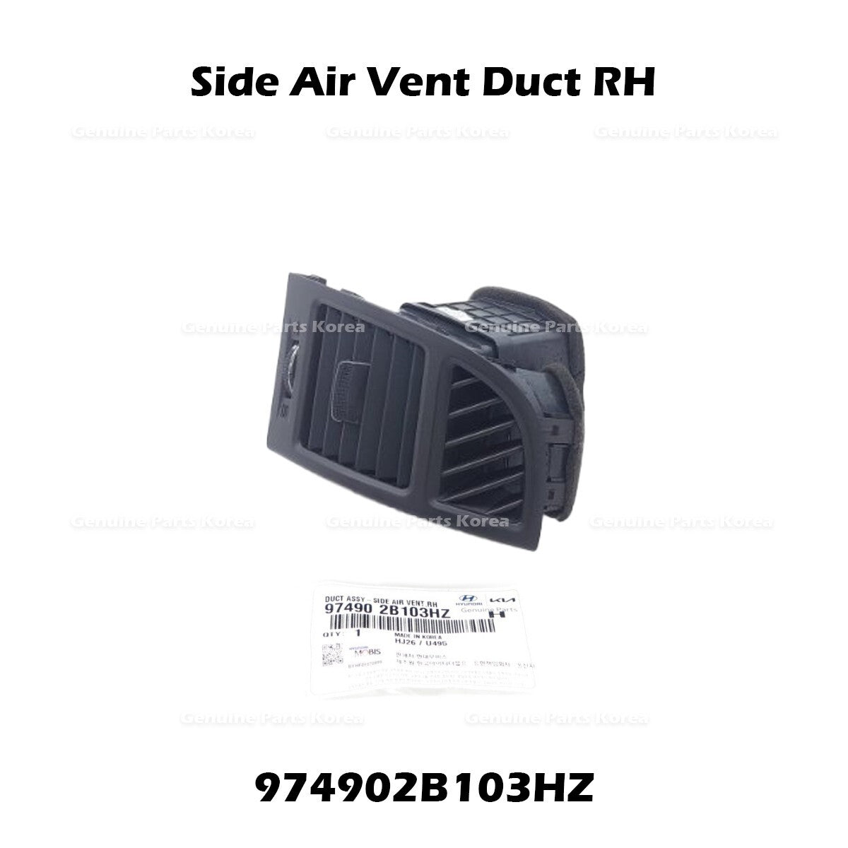 Genuine Side Air Vent Duct RH 974902B103HZ for Hyundai Santa Fe