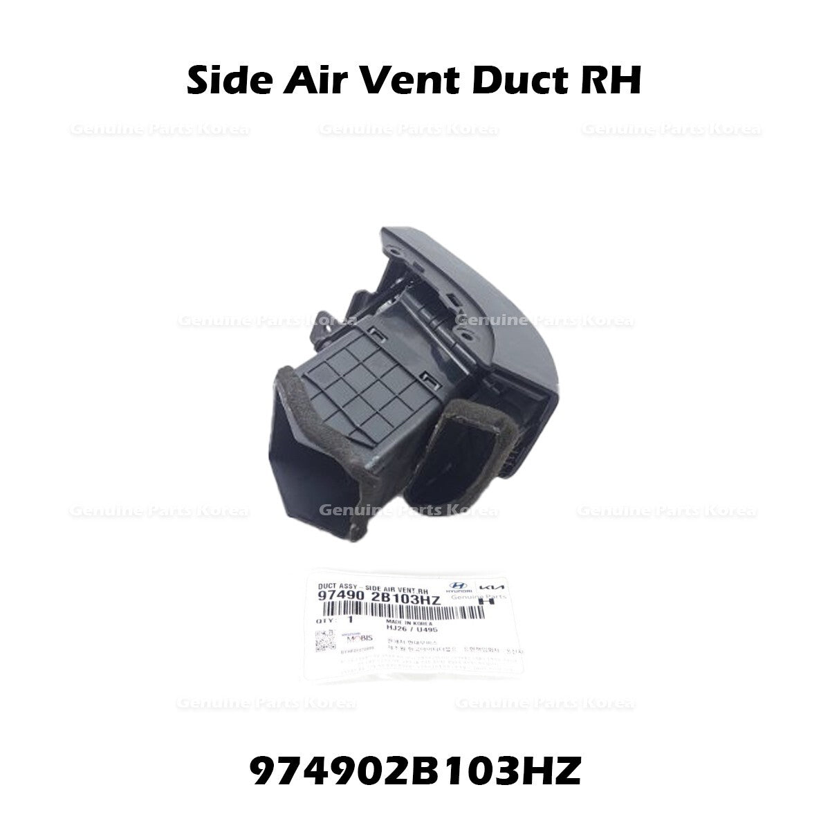 Genuine Side Air Vent Duct RH 974902B103HZ for Hyundai Santa Fe