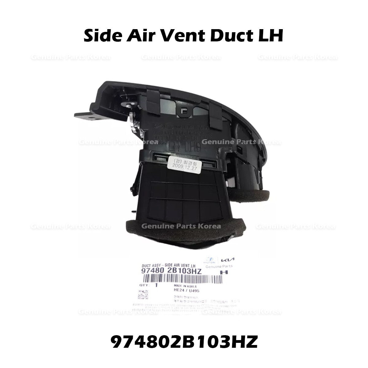 Genuine Side Air Vent Duct LH 974802B103HZ for Hyundai Santa Fe