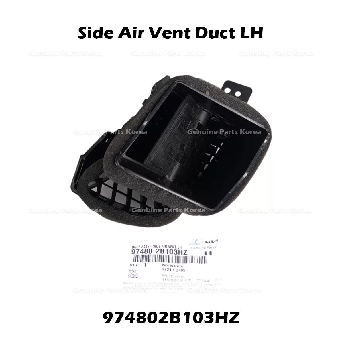 Genuine Side Air Vent Duct LH 974802B103HZ for Hyundai Santa Fe