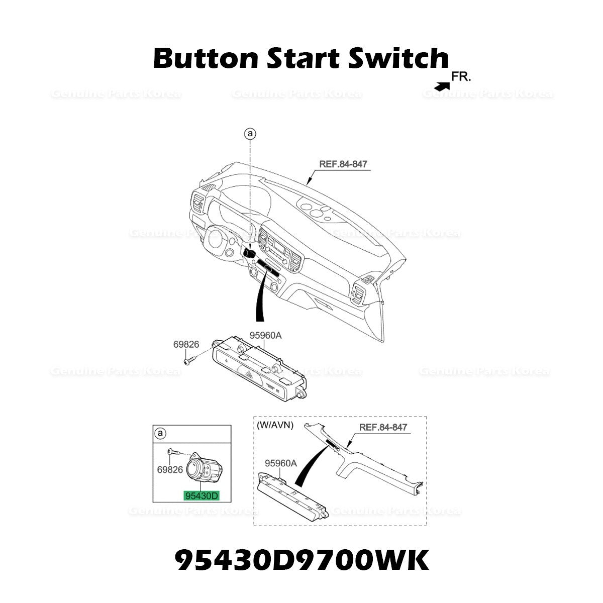 Genuine Button Start Switch 95430D9700WK for Kia Sportage