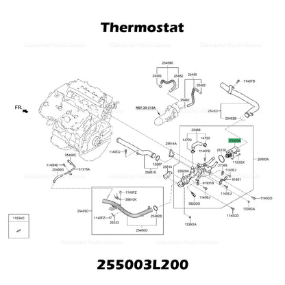 Genuine Thermostat 255003L200 for Hyundai Genesis G70 G80 G90 Kia K900 Stinger