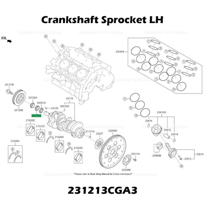 Genuine Crankshaft Sprocket LH 231213CGA3 for Hyundai Genesis Kia Sorento
