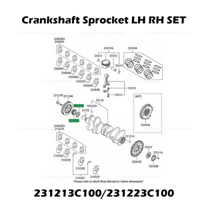 Genuine Crankshaft Sprocket LH RH SET 231213C100 231223C100 for Hyundai Kia