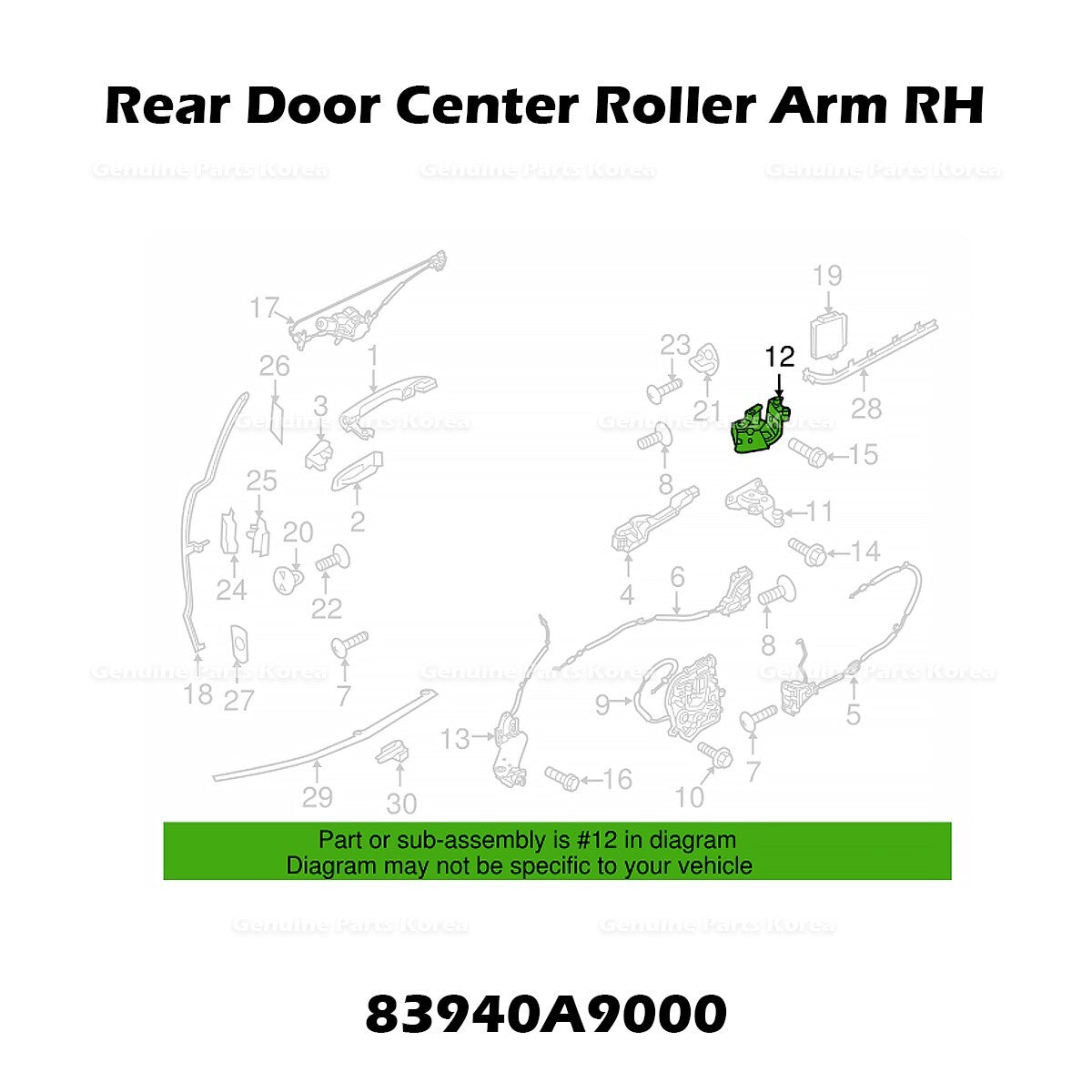 Genuine Rear Door Center Roller Arm RH 83940A9000 for Kia Sedona