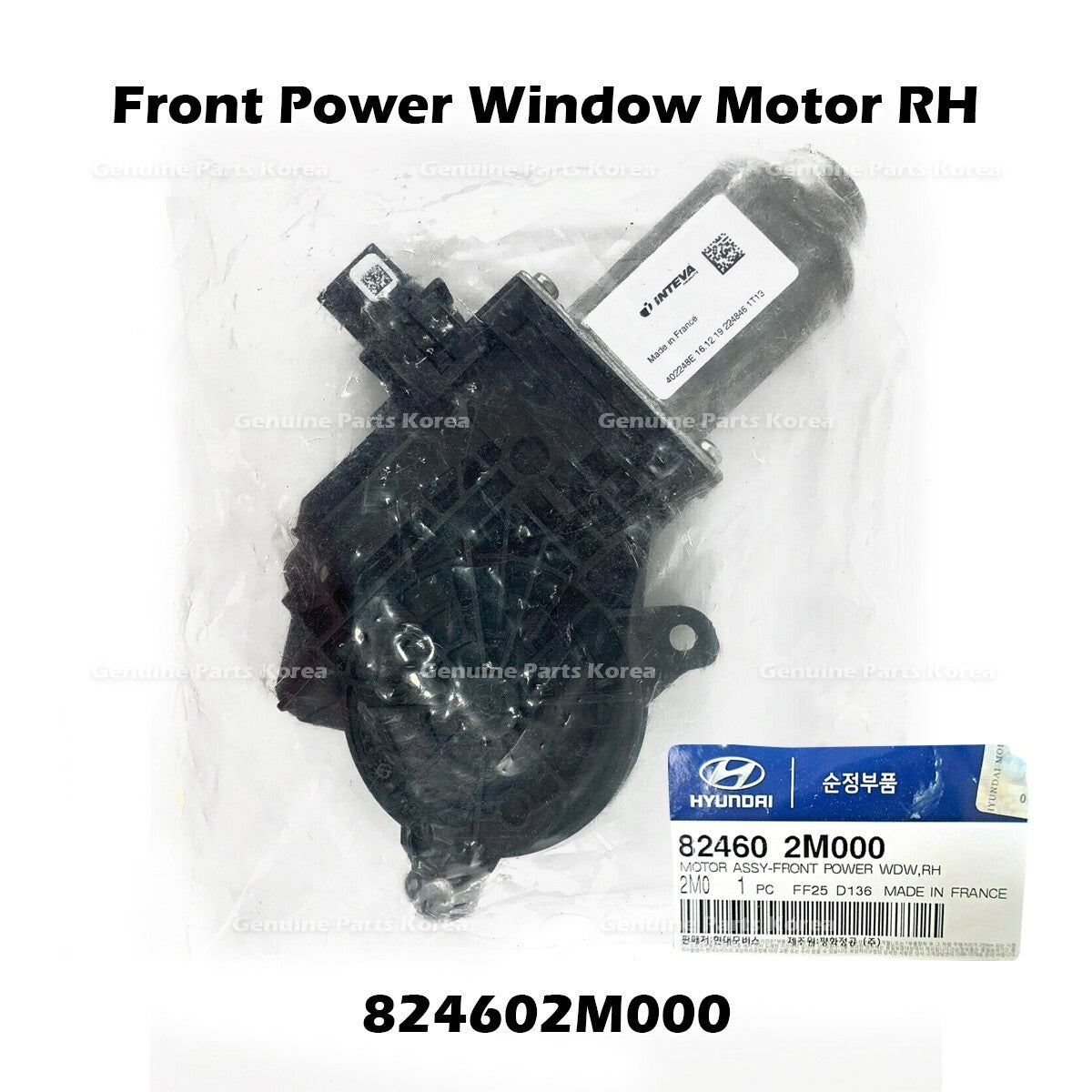 GenuineFront Power Window Motor RH 824602M000 for Hyundai Genesis Coupe