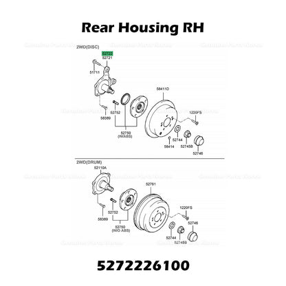 Genuine Rear Housing RH 5272226100 for Hyundai Santa Fe