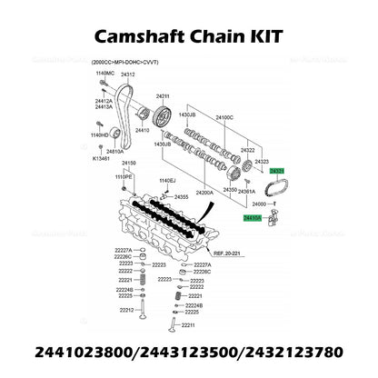 Genuine Camshaft Chain KIT 2441023800 2443123500 2432123780 for Hyundai Kia