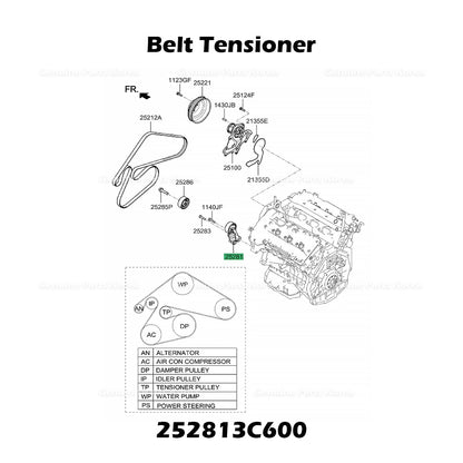 Genuine Belt Tensioner 252813C600 for Hyundai Genesis Kia Borrego K900 Stinger