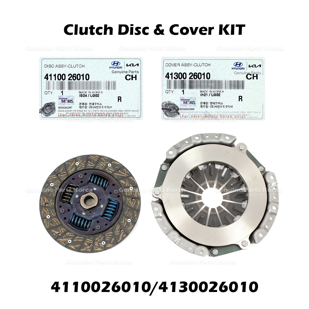 Genuine Clutch Disc & Cover KIT 4110026010 4130026010 for Hyundai Kia