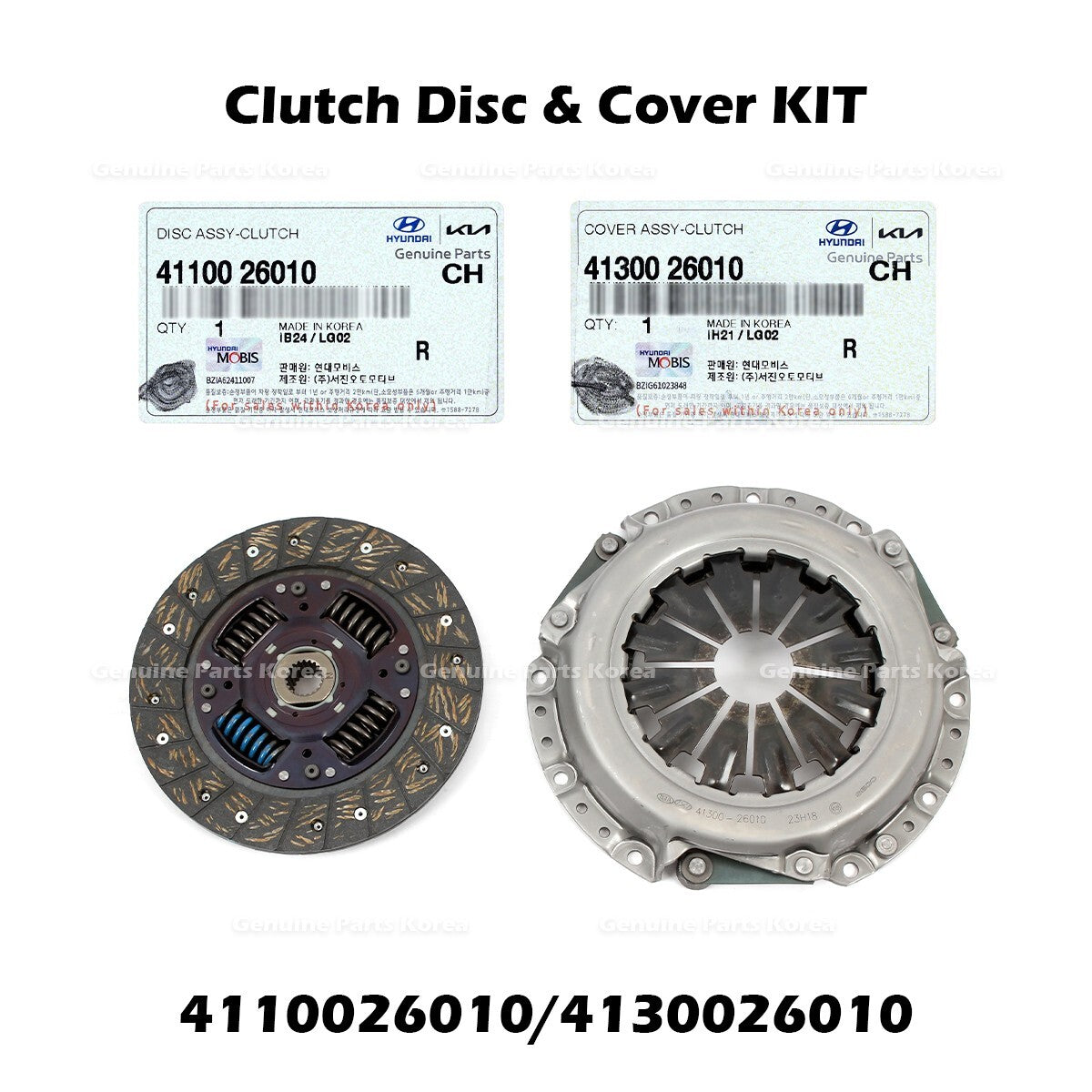 Genuine Clutch Disc & Cover KIT 4110026010 4130026010 for Hyundai Kia