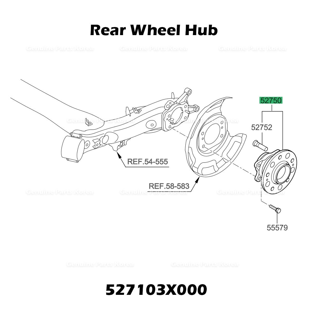 Genuine Rear Wheel Hub 527103X000 for Hyundai Elantra Veloster Kia Forte