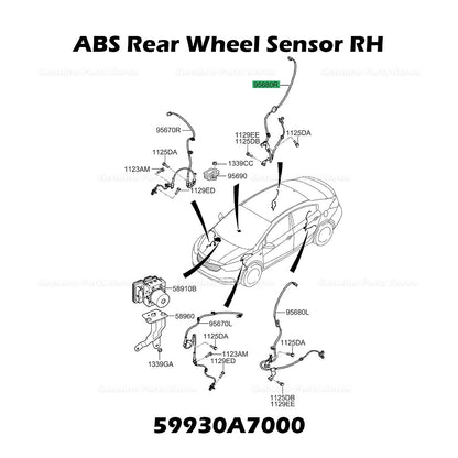 Genuine ABS Rear Wheel Sensor RH 59930A7000 for Kia Forte