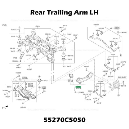 Genuine Rear Trailing Arm LH 55270C5050 for Kia Sorento