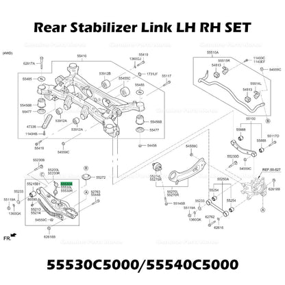 Genuine Rear Stabilizer Link LH RH SET 55530C5000 55540C5000 for Kia Sorento