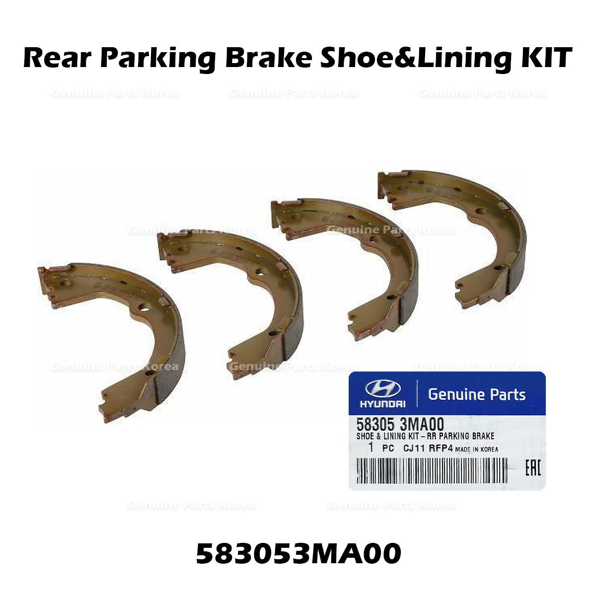 Genuine Rear Parking Brake Shoe & Lining KIT 583053MA00 for Hyundai Genesis