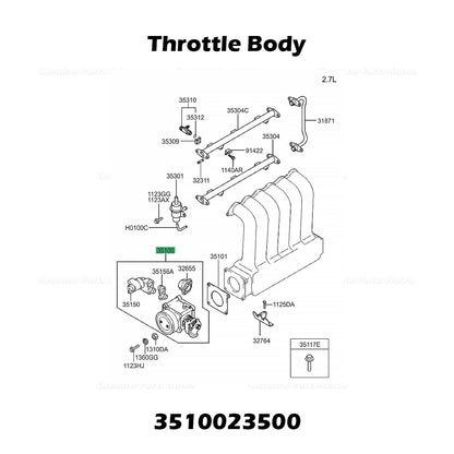 Genuine Throttle Body 3510023500 for Hyundai Elantra Tiburon