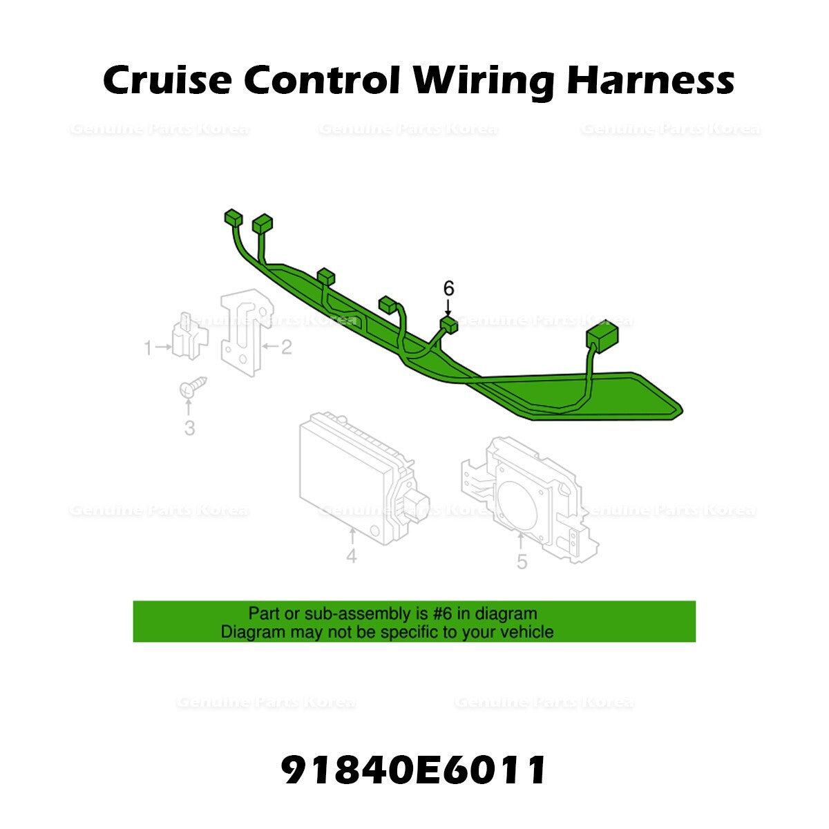 Genuine Cruise Control Wiring Harness 91840E6011 for Hyundai Sonata Hybrid