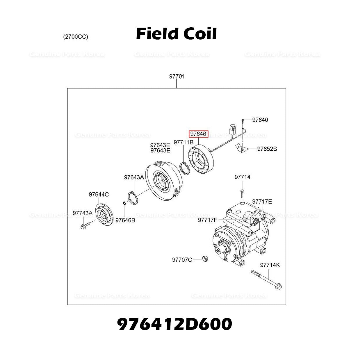 Genuine Field Coil 976412D600 for Hyundai Tuscon Kia Sportage