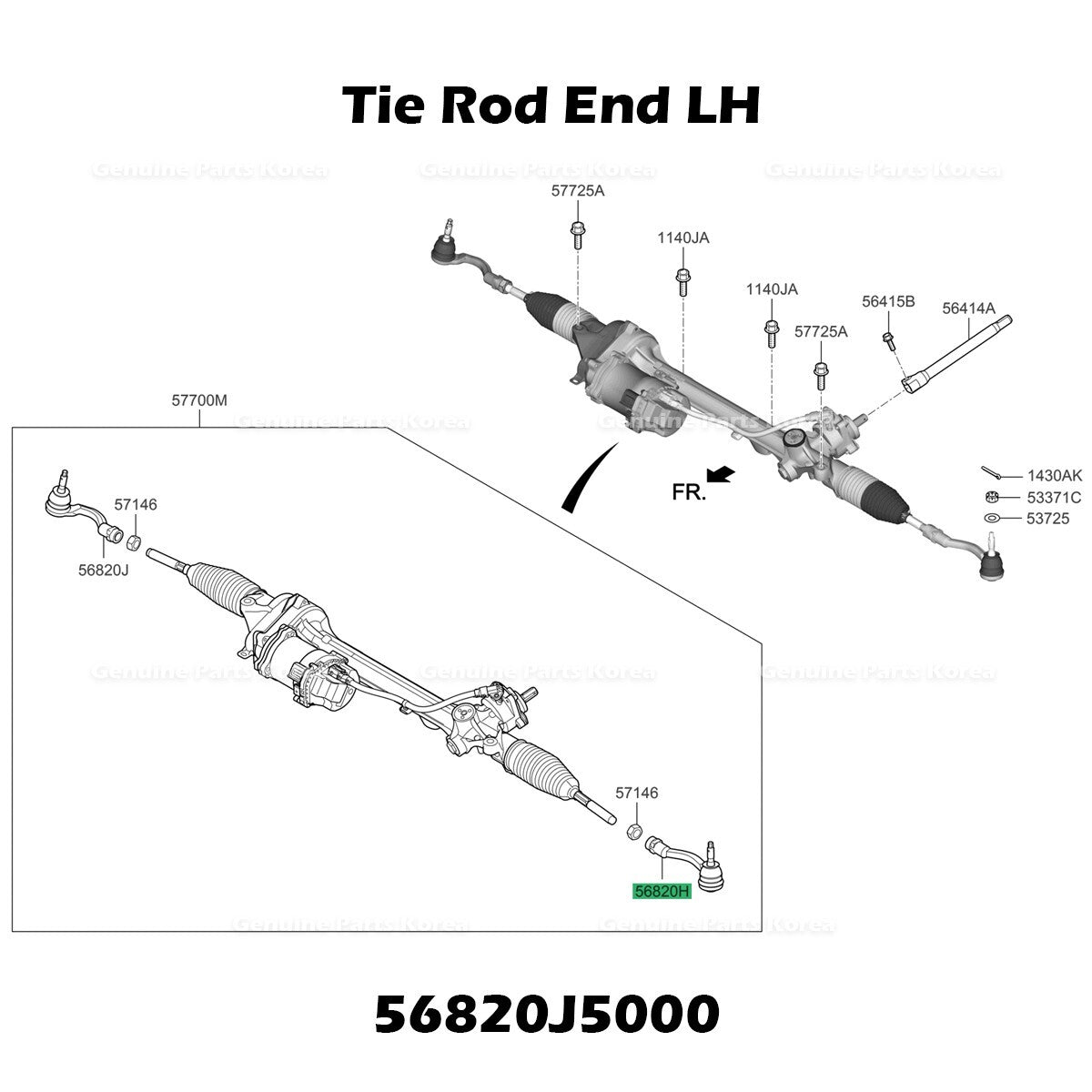 Genuine Tie Rod End LH 56820J5000 for Hyundai Genesis G70 Kia Stinger
