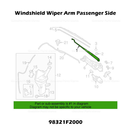 Genuine Windshield Wiper Arm Passenger Side 98321F2000 for Hyundai Elantra