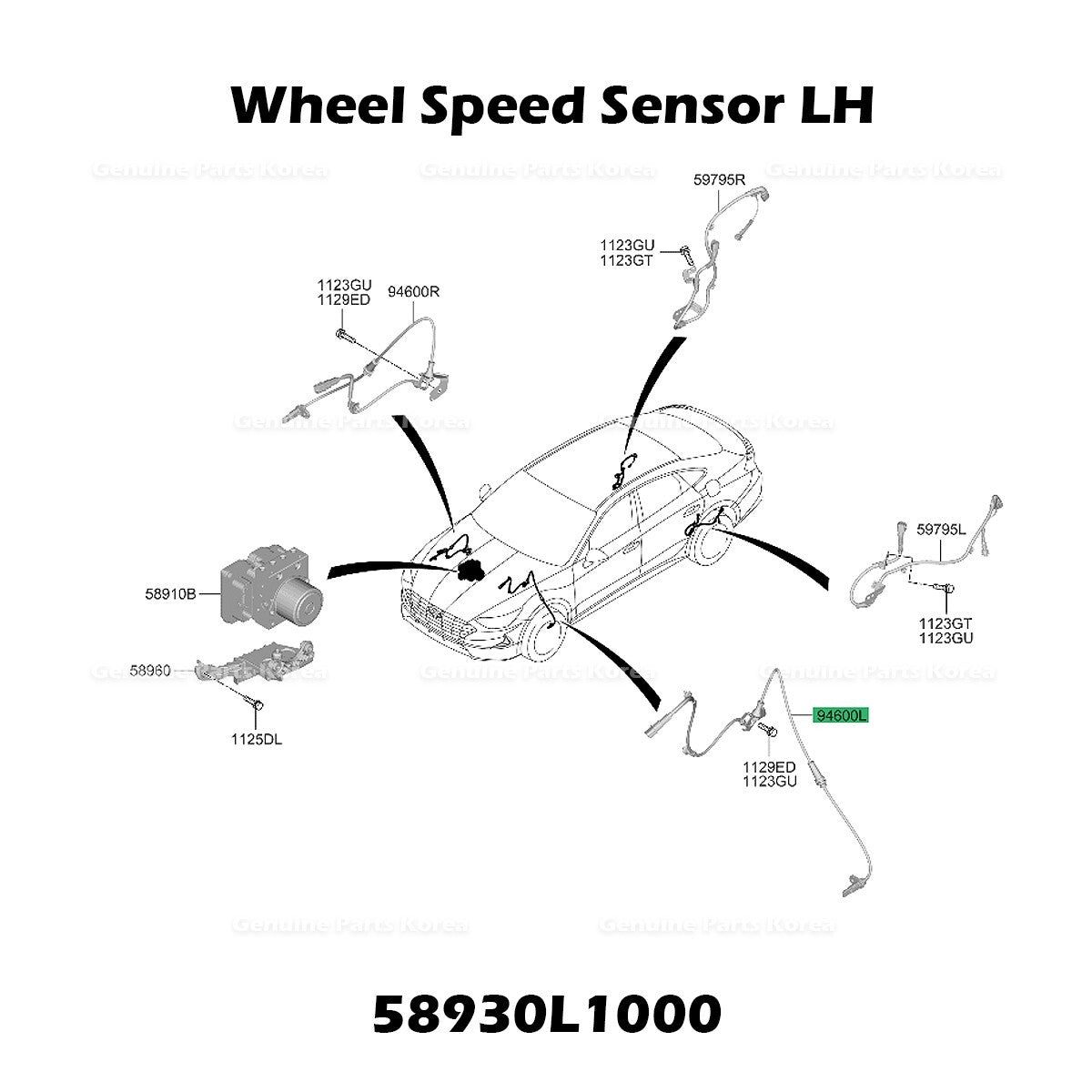 Genuine Wheel Speed Sensor LH 58930L1000 for Hyundai Sonata Kia K5