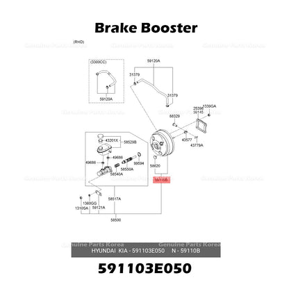 Genuine Brake Booster 591103E050 for Kia Sorento