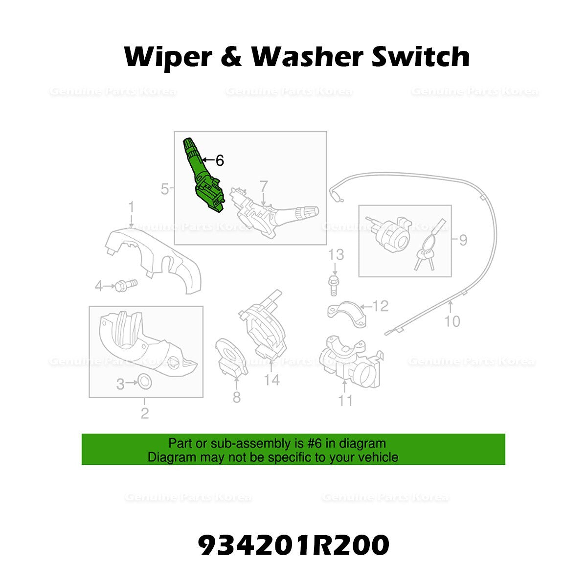 Genuine Wiper & Washer Switch 934201R200 for Hyundai Accent